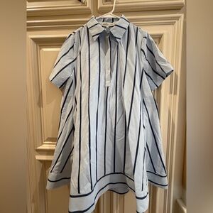 English Factory Stripe A-line Shirt Dress